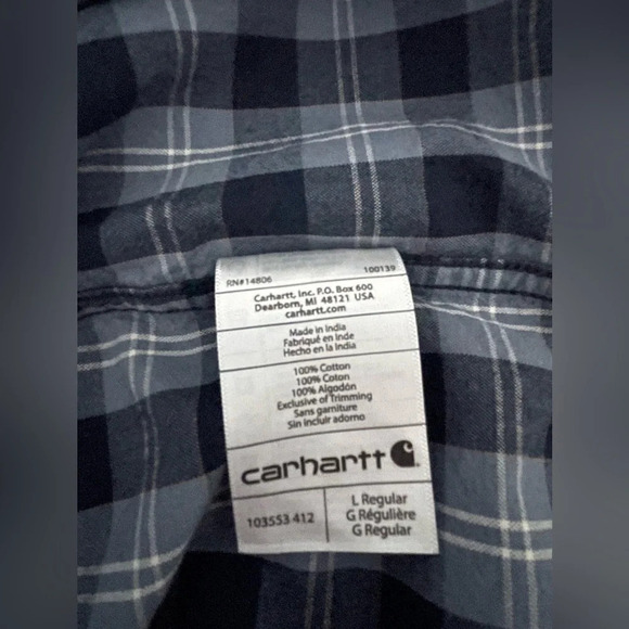 CARHARTT ORIGINAL FIT SHORT SLEEVE PLAID SHIRT, Size L, Very Good Condition - Picture 7 of 7